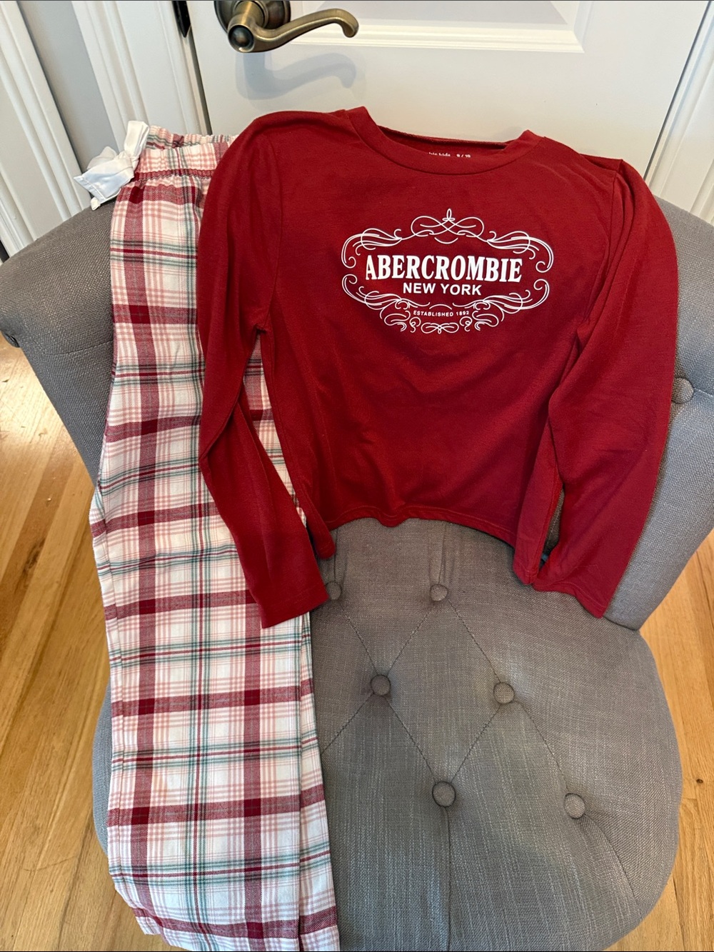 Abercrombie Kids Red Logo Long-Sleeve Pajama Set. Excellent condition